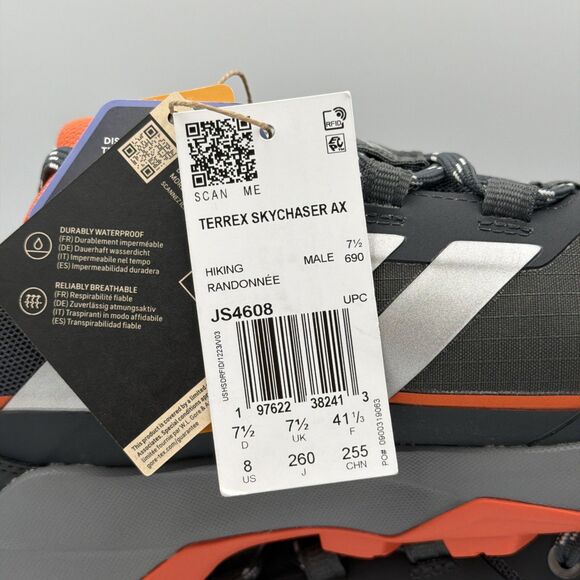 adidas Terrex Skychaser Ax5 GoreTex Hiking Grey Sneakers Athletic Shoes Men Sz 8 main image 6